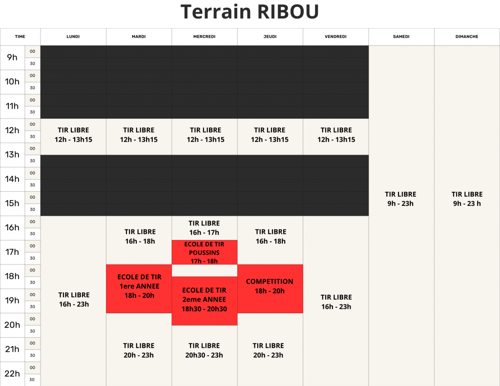 Horaires RIBOU